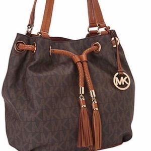 Michael Kors Camden Brown Signture Satchel Handbag